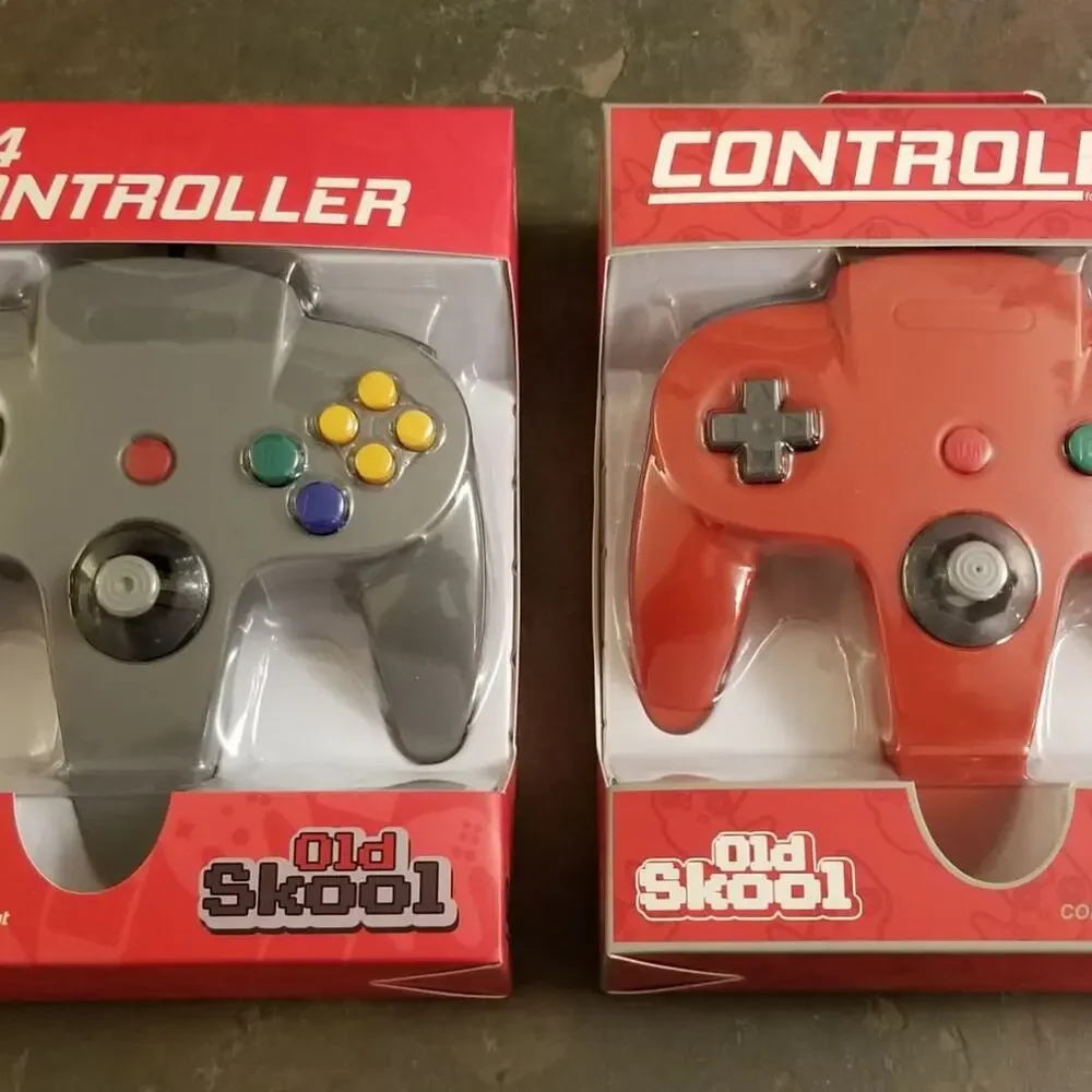 2 N64 Controllers - Red & Grey (NEW) - Nintendo - Nintendo64 - Old Skool